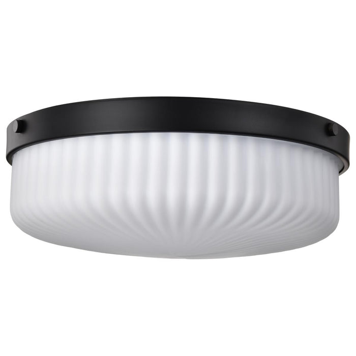 SATCO/NUVO Solara Flush Mount Matte Black Finish Frosted Ribbed Glass (60-8648)