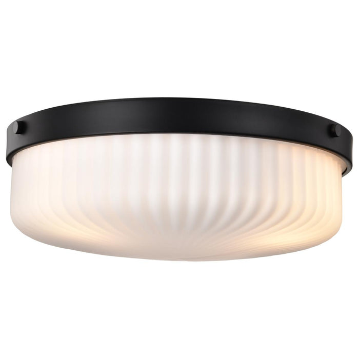 SATCO/NUVO Solara Flush Mount Matte Black Finish Frosted Ribbed Glass (60-8648)