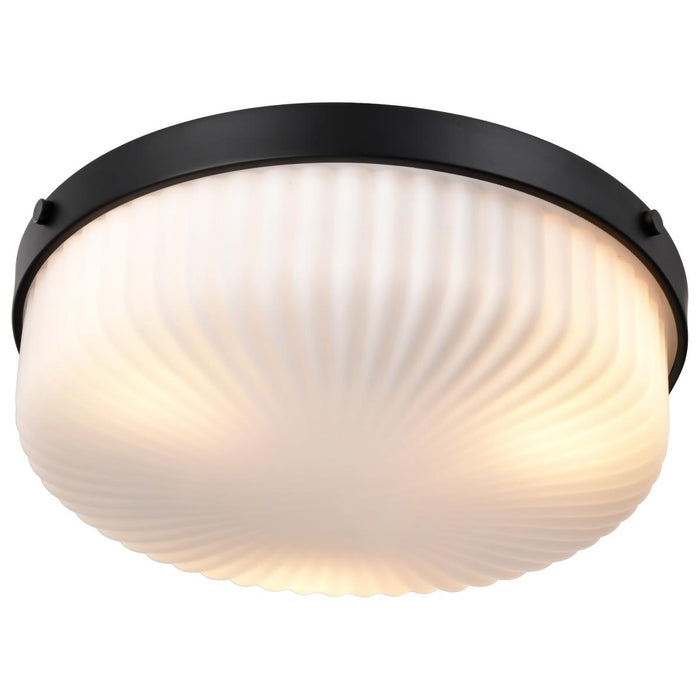 SATCO/NUVO Solara Flush Mount Matte Black Finish Frosted Ribbed Glass (60-8648)