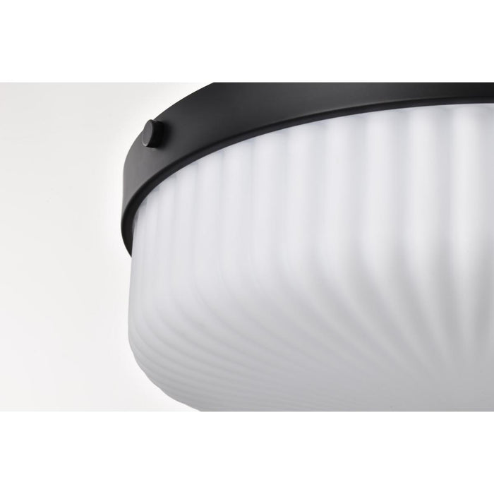 SATCO/NUVO Solara Flush Mount Matte Black Finish Frosted Ribbed Glass (60-8648)