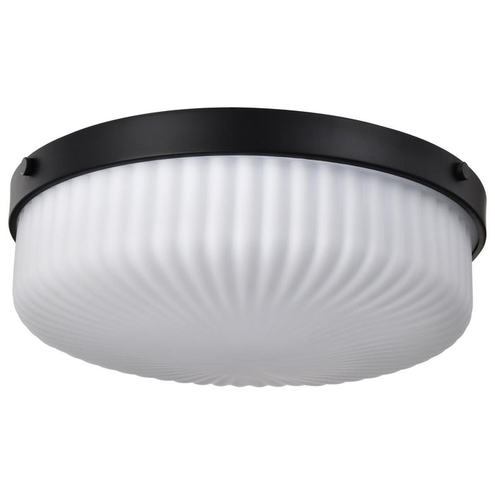 SATCO/NUVO Solara Flush Mount Matte Black Finish Frosted Ribbed Glass (60-8648)