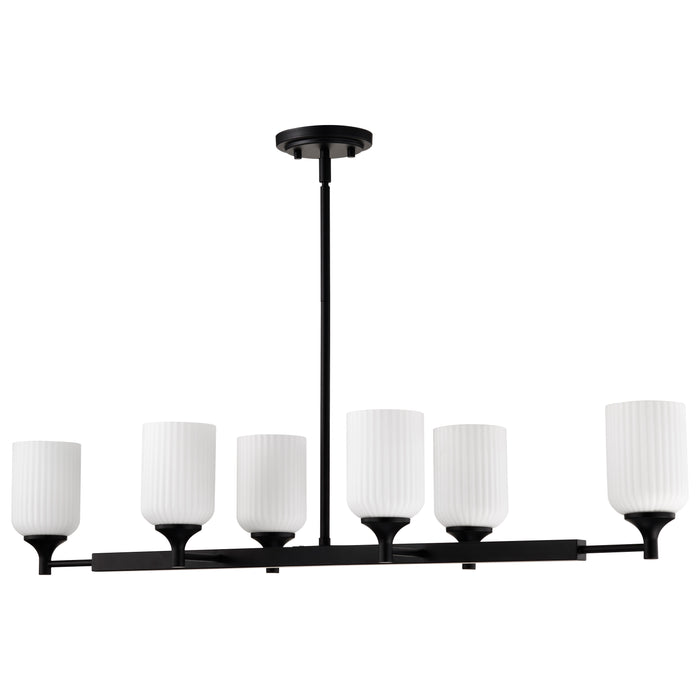 SATCO/NUVO Solara 6 Light Island Pendant Matte Black Finish Frosted Ribbed Glass (60-8649)