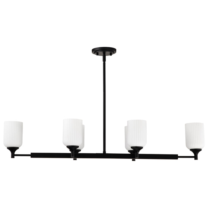 SATCO/NUVO Solara 6 Light Island Pendant Matte Black Finish Frosted Ribbed Glass (60-8649)