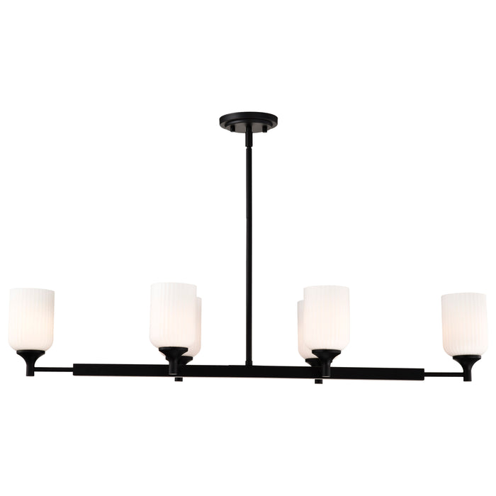 SATCO/NUVO Solara 6 Light Island Pendant Matte Black Finish Frosted Ribbed Glass (60-8649)