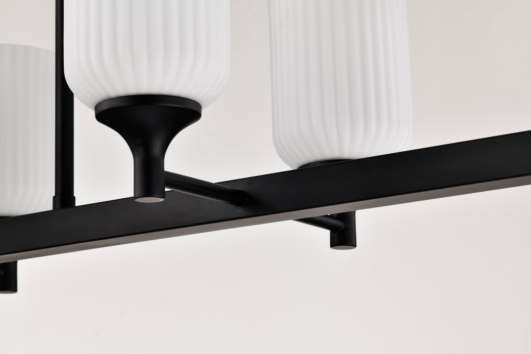 SATCO/NUVO Solara 6 Light Island Pendant Matte Black Finish Frosted Ribbed Glass (60-8649)