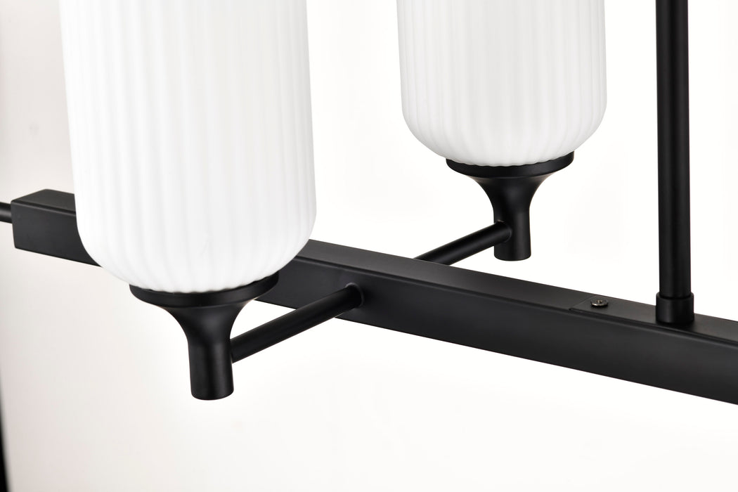 SATCO/NUVO Solara 6 Light Island Pendant Matte Black Finish Frosted Ribbed Glass (60-8649)