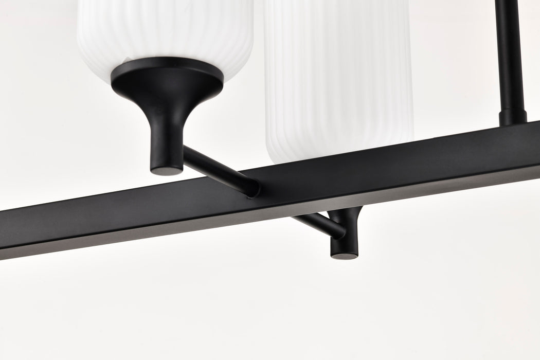 SATCO/NUVO Solara 6 Light Island Pendant Matte Black Finish Frosted Ribbed Glass (60-8649)