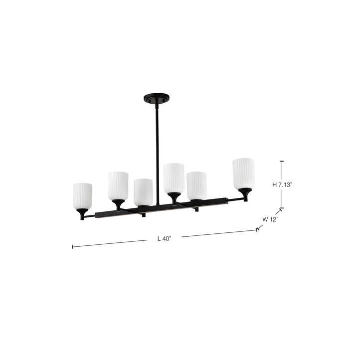 SATCO/NUVO Solara 6 Light Island Pendant Matte Black Finish Frosted Ribbed Glass (60-8649)