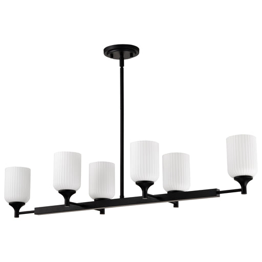 SATCO/NUVO Solara 6 Light Island Pendant Matte Black Finish Frosted Ribbed Glass (60-8649)