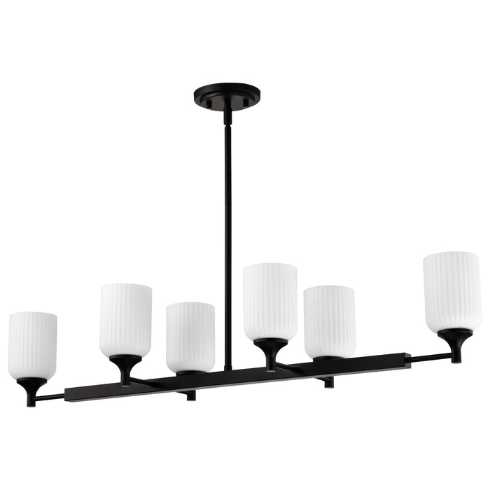 SATCO/NUVO Solara 6 Light Island Pendant Matte Black Finish Frosted Ribbed Glass (60-8649)
