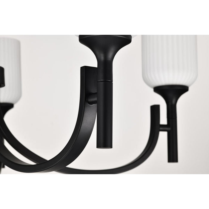 SATCO/NUVO Solara 5 Light Chandelier Matte Black Finish Frosted Ribbed Glass (60-8650)