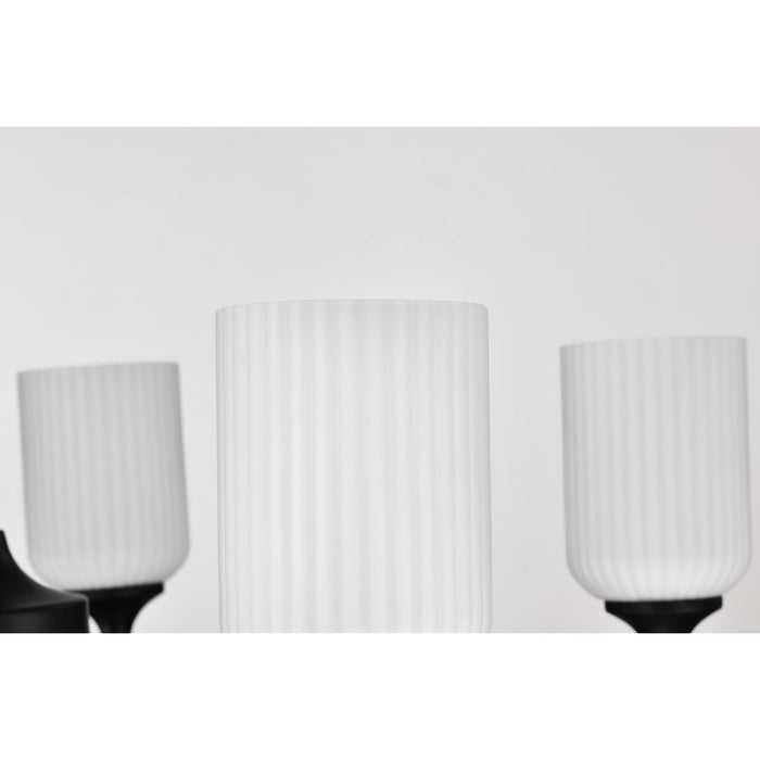 SATCO/NUVO Solara 5 Light Chandelier Matte Black Finish Frosted Ribbed Glass (60-8650)