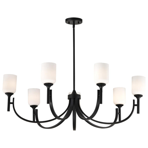 SATCO/NUVO Solara 7 Light Chandelier Matte Black Finish Frosted Ribbed Glass (60-8651)