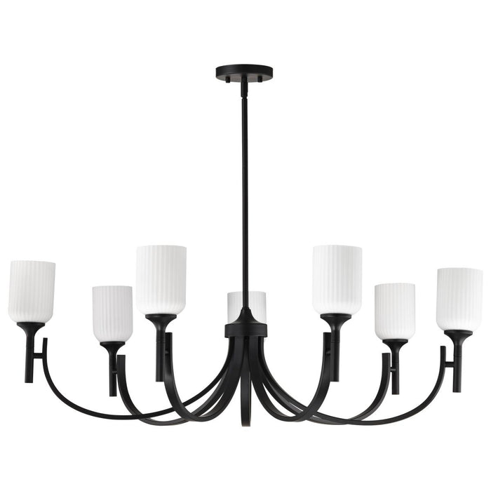 SATCO/NUVO Solara 7 Light Chandelier Matte Black Finish Frosted Ribbed Glass (60-8651)