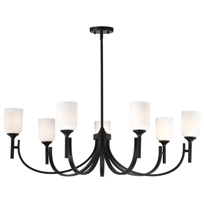 SATCO/NUVO Solara 7 Light Chandelier Matte Black Finish Frosted Ribbed Glass (60-8651)