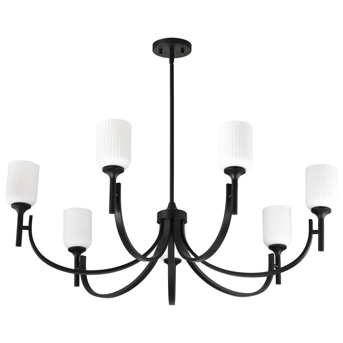 SATCO/NUVO Solara 7 Light Chandelier Matte Black Finish Frosted Ribbed Glass (60-8651)