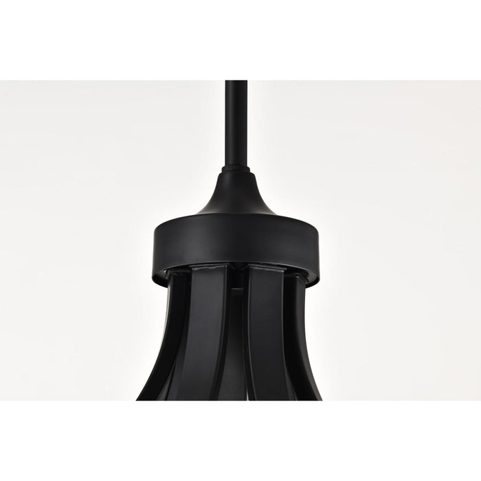 SATCO/NUVO Solara 7 Light Chandelier Matte Black Finish Frosted Ribbed Glass (60-8651)