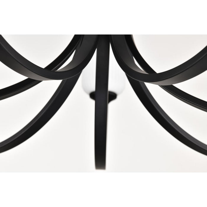 SATCO/NUVO Solara 7 Light Chandelier Matte Black Finish Frosted Ribbed Glass (60-8651)