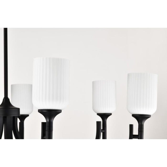 SATCO/NUVO Solara 7 Light Chandelier Matte Black Finish Frosted Ribbed Glass (60-8651)