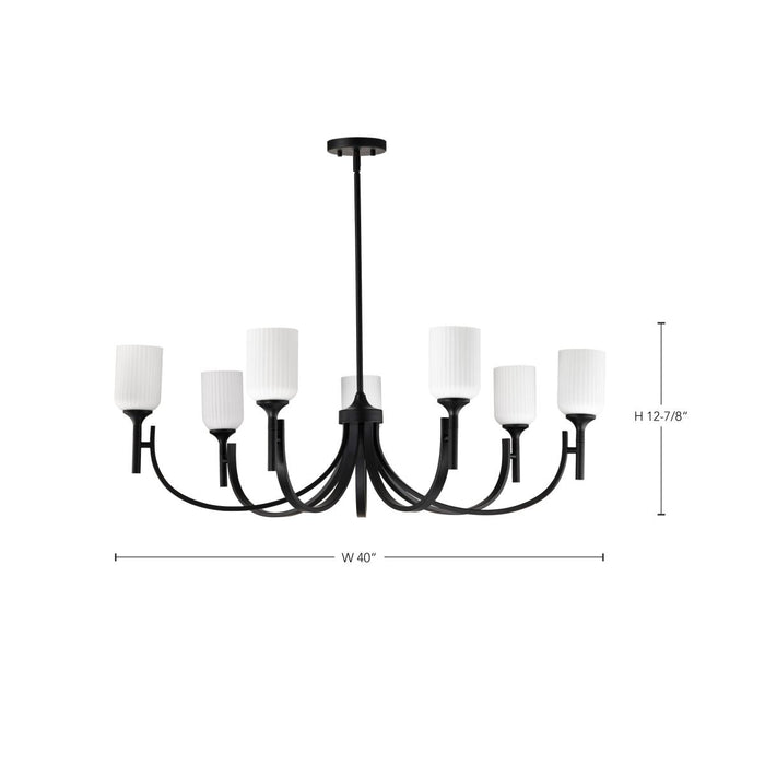 SATCO/NUVO Solara 7 Light Chandelier Matte Black Finish Frosted Ribbed Glass (60-8651)