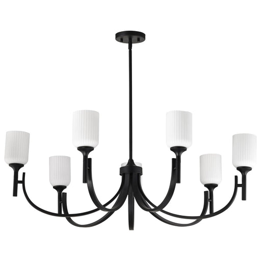 SATCO/NUVO Solara 7 Light Chandelier Matte Black Finish Frosted Ribbed Glass (60-8651)