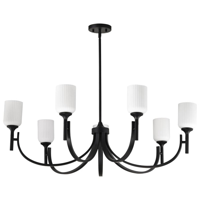 SATCO/NUVO Solara 7 Light Chandelier Matte Black Finish Frosted Ribbed Glass (60-8651)