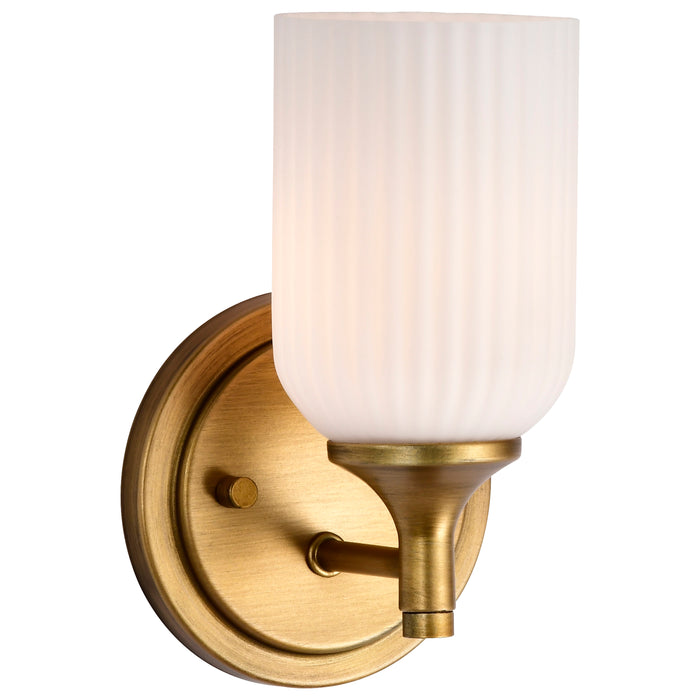 SATCO/NUVO Solara 1 Light Wall Sconce Natural Brass Finish Frosted Ribbed Glass (60-8661)
