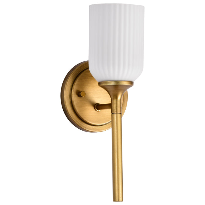SATCO/NUVO Solara 1 Light Wall Sconce Natural Brass Finish Frosted Ribbed Glass (60-8661)