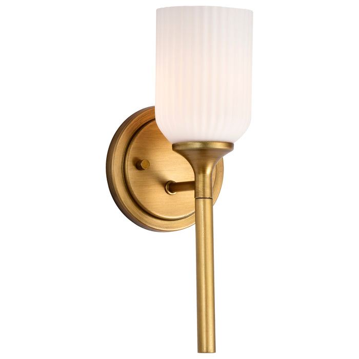 SATCO/NUVO Solara 1 Light Wall Sconce Natural Brass Finish Frosted Ribbed Glass (60-8661)