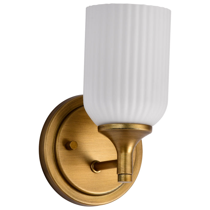 SATCO/NUVO Solara 1 Light Wall Sconce Natural Brass Finish Frosted Ribbed Glass (60-8661)