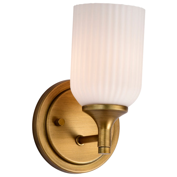 SATCO/NUVO Solara 1 Light Wall Sconce Natural Brass Finish Frosted Ribbed Glass (60-8661)
