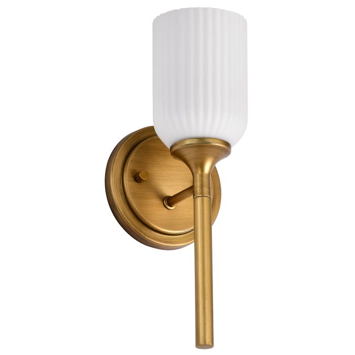 SATCO/NUVO Solara 1 Light Wall Sconce Natural Brass Finish Frosted Ribbed Glass (60-8661)