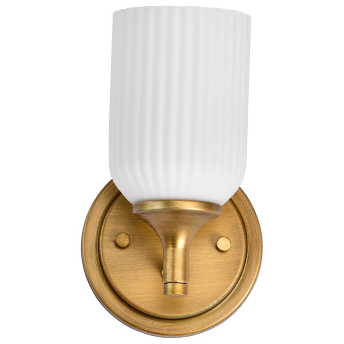 SATCO/NUVO Solara 1 Light Wall Sconce Natural Brass Finish Frosted Ribbed Glass (60-8661)