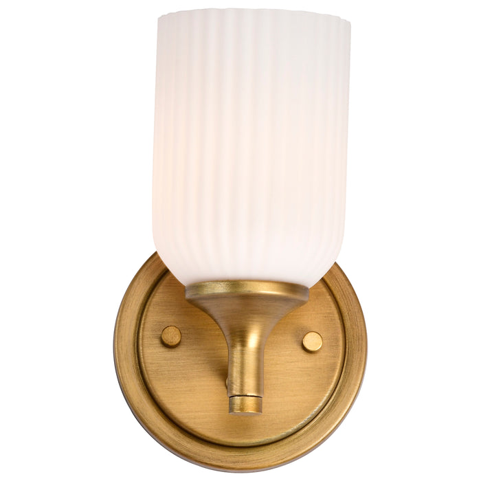SATCO/NUVO Solara 1 Light Wall Sconce Natural Brass Finish Frosted Ribbed Glass (60-8661)