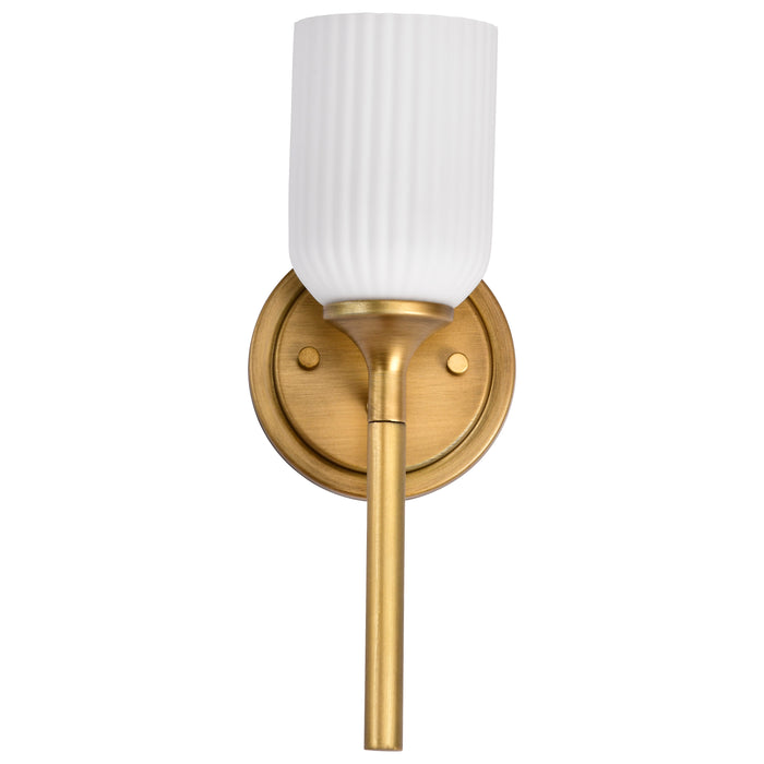 SATCO/NUVO Solara 1 Light Wall Sconce Natural Brass Finish Frosted Ribbed Glass (60-8661)