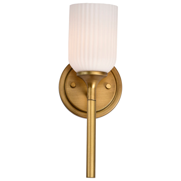 SATCO/NUVO Solara 1 Light Wall Sconce Natural Brass Finish Frosted Ribbed Glass (60-8661)