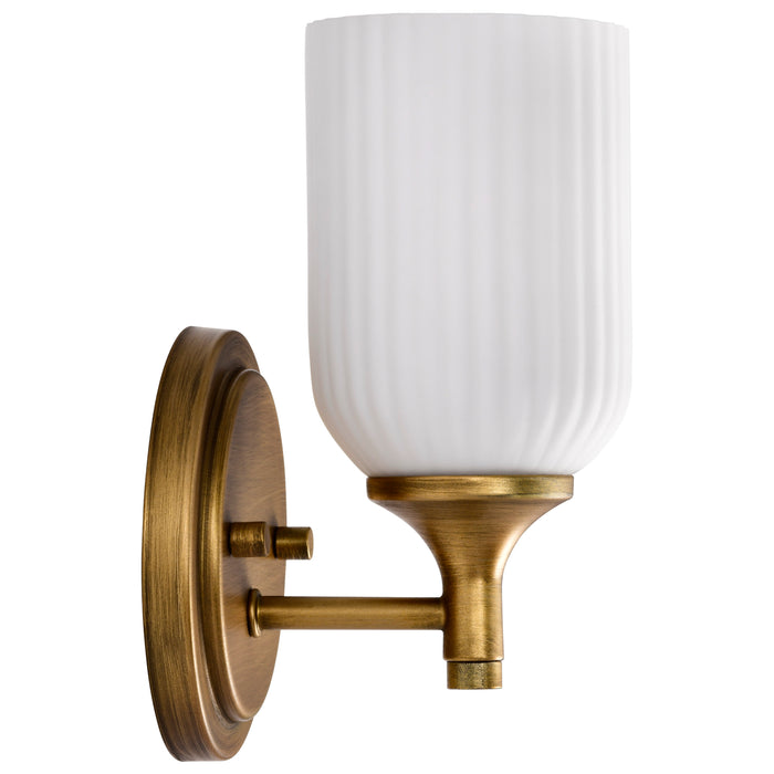 SATCO/NUVO Solara 1 Light Wall Sconce Natural Brass Finish Frosted Ribbed Glass (60-8661)