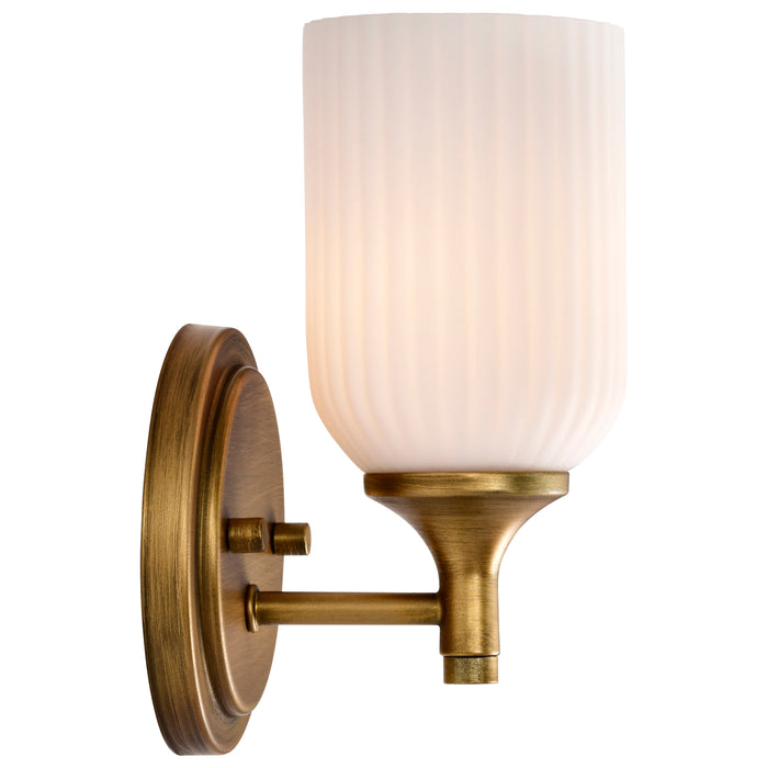 SATCO/NUVO Solara 1 Light Wall Sconce Natural Brass Finish Frosted Ribbed Glass (60-8661)