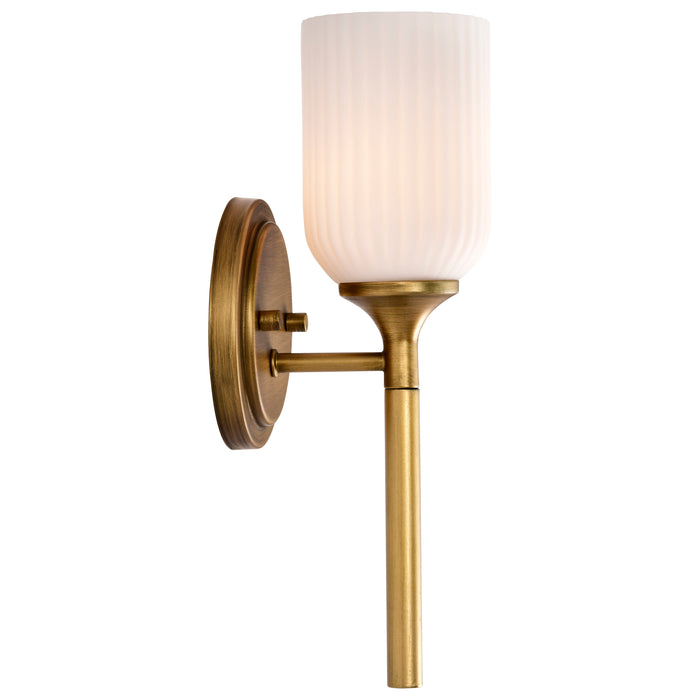 SATCO/NUVO Solara 1 Light Wall Sconce Natural Brass Finish Frosted Ribbed Glass (60-8661)