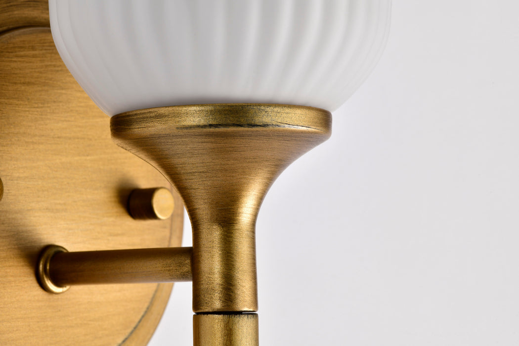 SATCO/NUVO Solara 1 Light Wall Sconce Natural Brass Finish Frosted Ribbed Glass (60-8661)