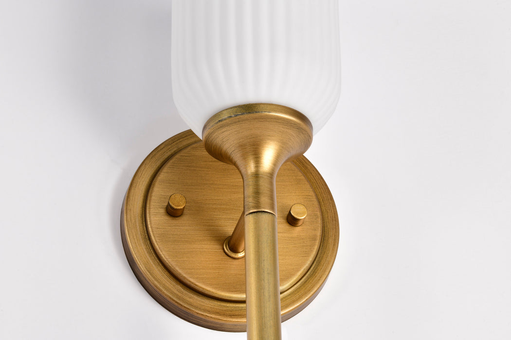 SATCO/NUVO Solara 1 Light Wall Sconce Natural Brass Finish Frosted Ribbed Glass (60-8661)