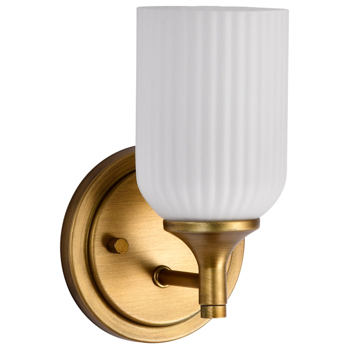 SATCO/NUVO Solara 1 Light Wall Sconce Natural Brass Finish Frosted Ribbed Glass (60-8661)