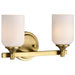 SATCO/NUVO Solara 2 Light Vanity Natural Brass Finish Frosted Ribbed Glass (60-8662)