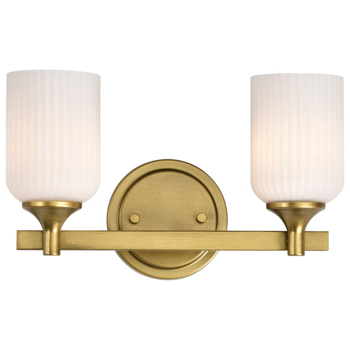 SATCO/NUVO Solara 2 Light Vanity Natural Brass Finish Frosted Ribbed Glass (60-8662)