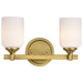 SATCO/NUVO Solara 2 Light Vanity Natural Brass Finish Frosted Ribbed Glass (60-8662)