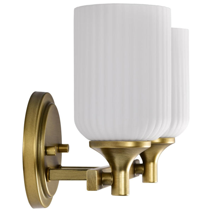 SATCO/NUVO Solara 2 Light Vanity Natural Brass Finish Frosted Ribbed Glass (60-8662)