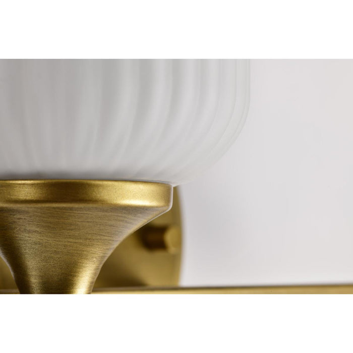 SATCO/NUVO Solara 2 Light Vanity Natural Brass Finish Frosted Ribbed Glass (60-8662)