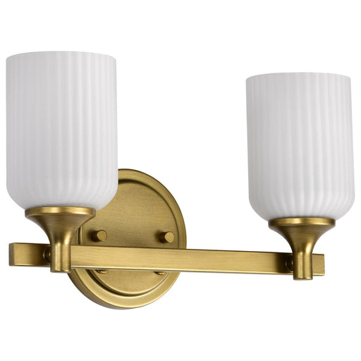 SATCO/NUVO Solara 2 Light Vanity Natural Brass Finish Frosted Ribbed Glass (60-8662)