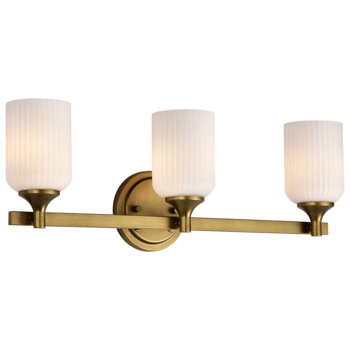 SATCO/NUVO Solara 3 Light Vanity Natural Brass Finish Frosted Ribbed Glass (60-8663)
