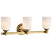 SATCO/NUVO Solara 3 Light Vanity Natural Brass Finish Frosted Ribbed Glass (60-8663)